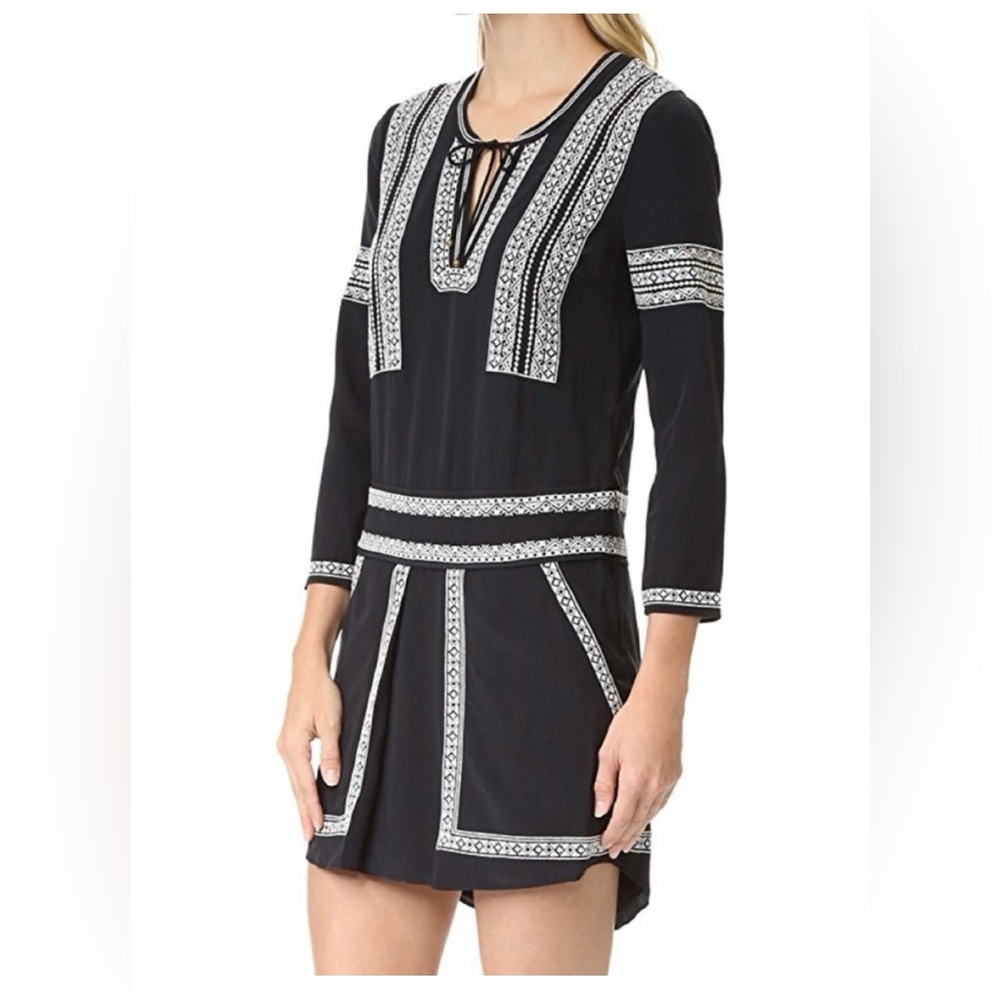 Veronica Beard Ignacio Silk Embroidered Dress in Black - size 6